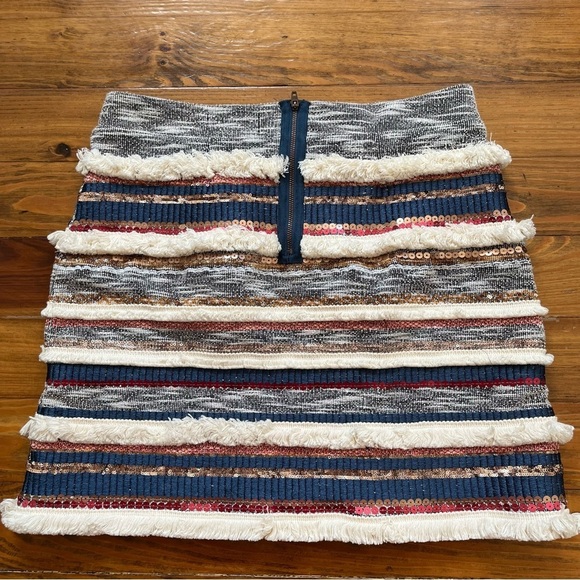 Anthropologie Bohemian Moulinette Soeurs Erine Beaded Fringe Skirt size 4 - Picture 4 of 15